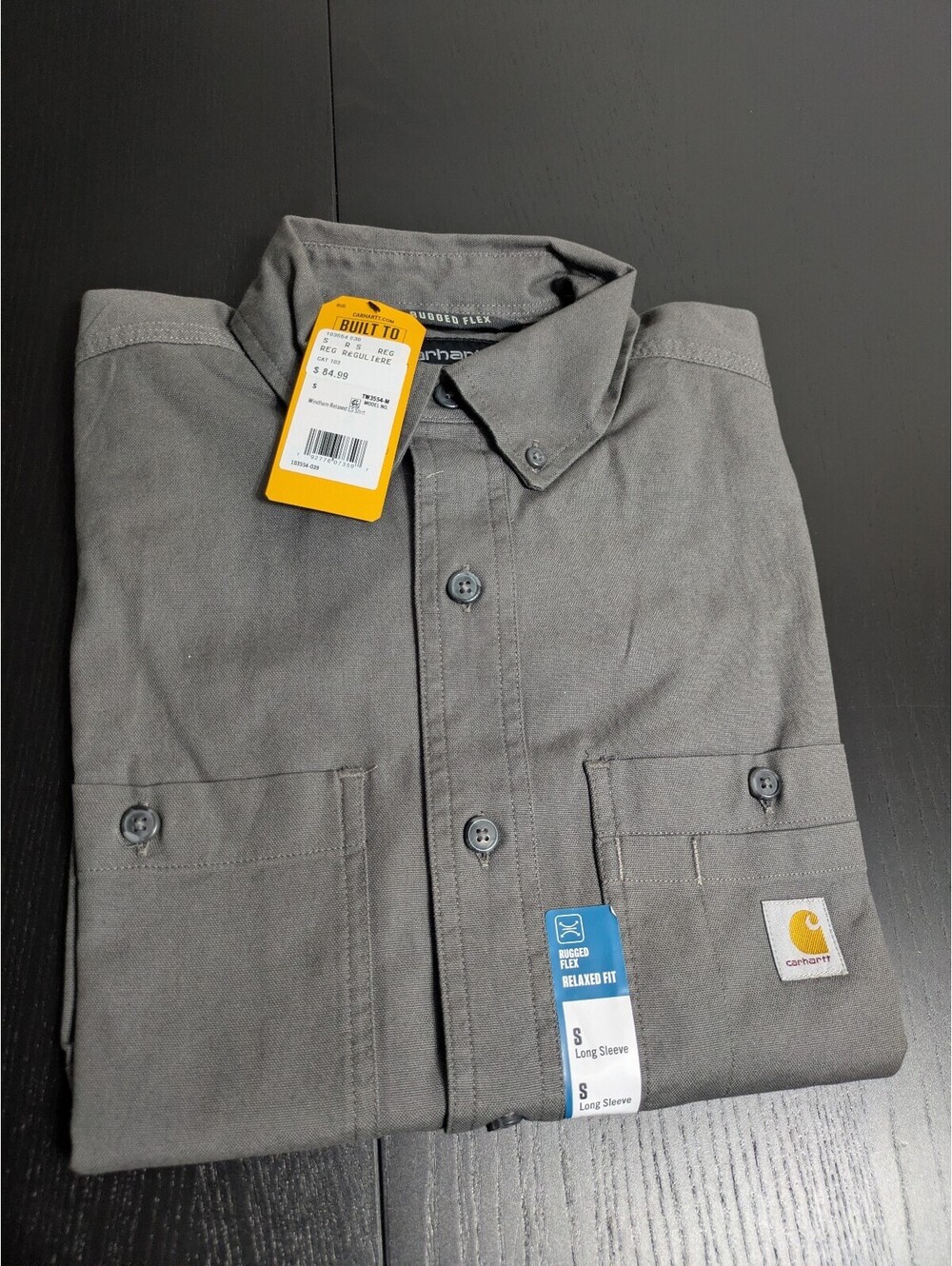 Carhartt Windham Relaxed Fit Long Sleeve Shirt S Gray